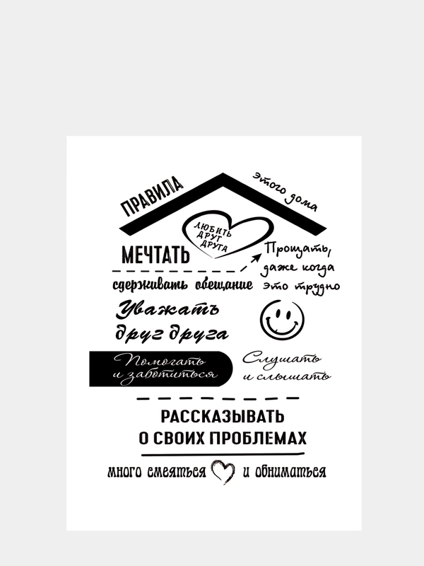 Картина на холсте "Правила этого дома"/ холст / постер / картина / правила дома / 30х40см
