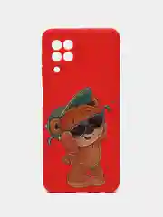 Красный чехол для Samsung A22 (самсунг), силиконовый, с принтом