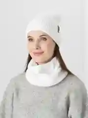 Белый женская шапка и снуд, вязаная, зимняя, с подкладкой, на флисе