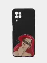 Коричневый чехол для Samsung A22 (самсунг), силиконовый, с принтом