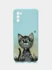 Золотой чехол силиконовый с принтом и защитой камеры для  Samsung Galaxy A02s (самсунг)