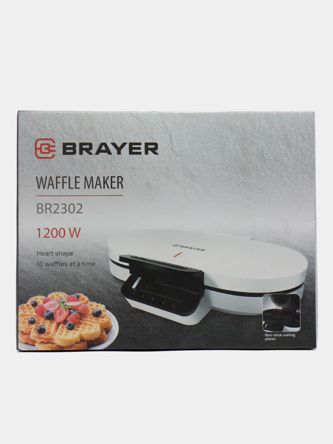 Электрическая вафельница BRAYER BR2302, антипригарное покрытие пластин
