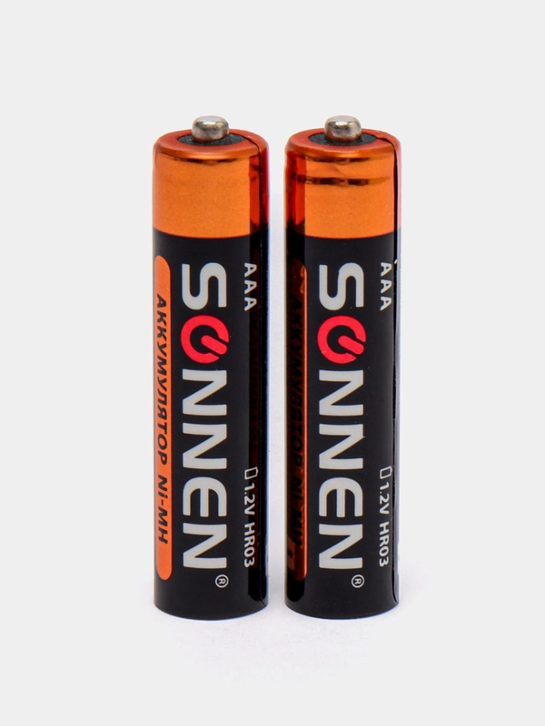 Батарейки аккумуляторные КОМПЛЕКТ 2шт, SONNEN, ААA (HR03), Ni-Mh, 650mAh,в блистере,454236