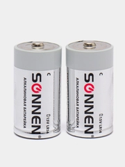 Батарейки КОМПЛЕКТ 2 шт, SONNEN Alkaline, С (LR14, 14А), алкалиновые, блистер, 451090