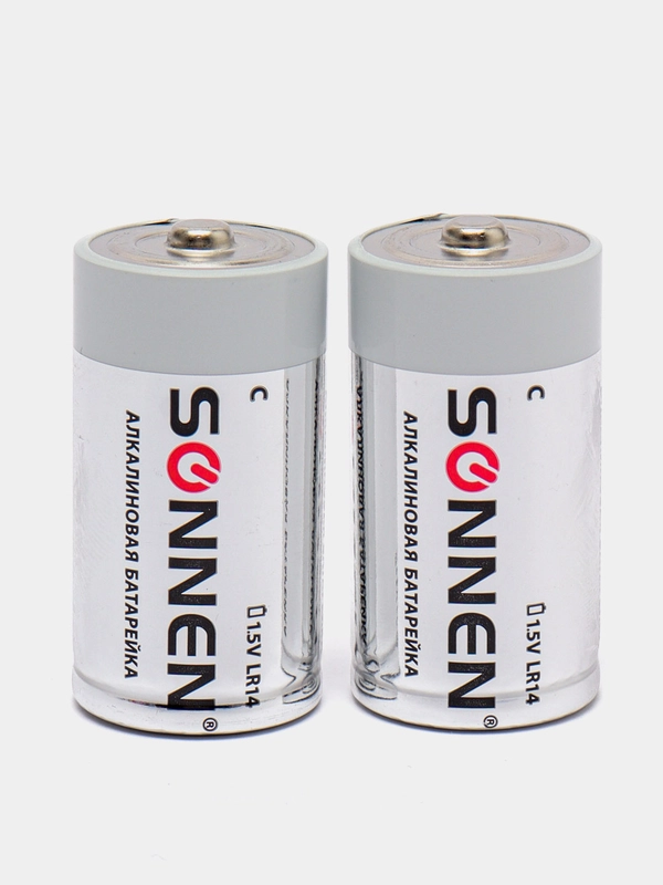 Батарейки КОМПЛЕКТ 2 шт, SONNEN Alkaline, С (LR14, 14А), алкалиновые, блистер, 451090