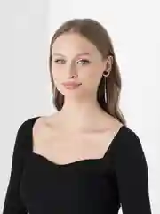 Черный серьги длинные висячие со стразами Черный лебедь