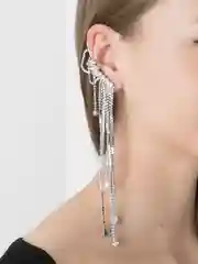 Серебряный серьга-каффа со стразами, новый год, LAMOOO
