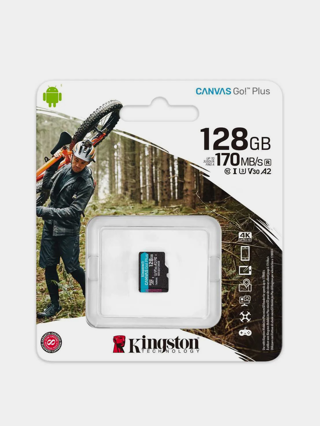 Карта памяти kingston canvas go plus microsdxc 128gb с адаптером