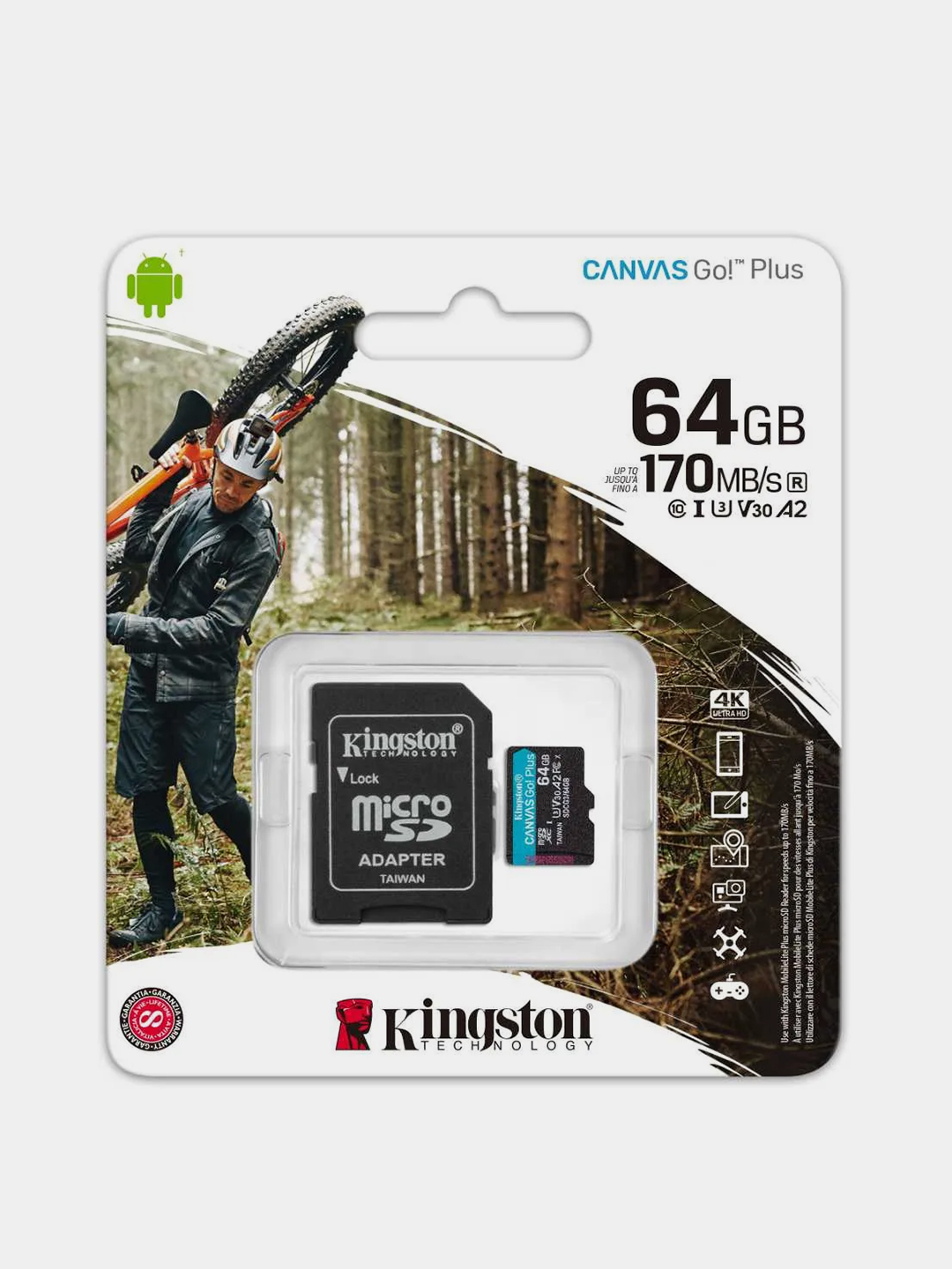 Карта памяти Kingston microSDXC Canvas Go Plus 64 Gb и адаптер, UHS-I,  SDCG3/64GB купить по цене 767 ₽ в интернет-магазине Магнит Маркет