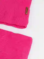Фуксия женская шапка и снуд, вязаная, зимняя, с подкладкой, на флисе