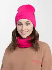 Фуксия женская шапка и снуд, вязаная, зимняя, с подкладкой, на флисе