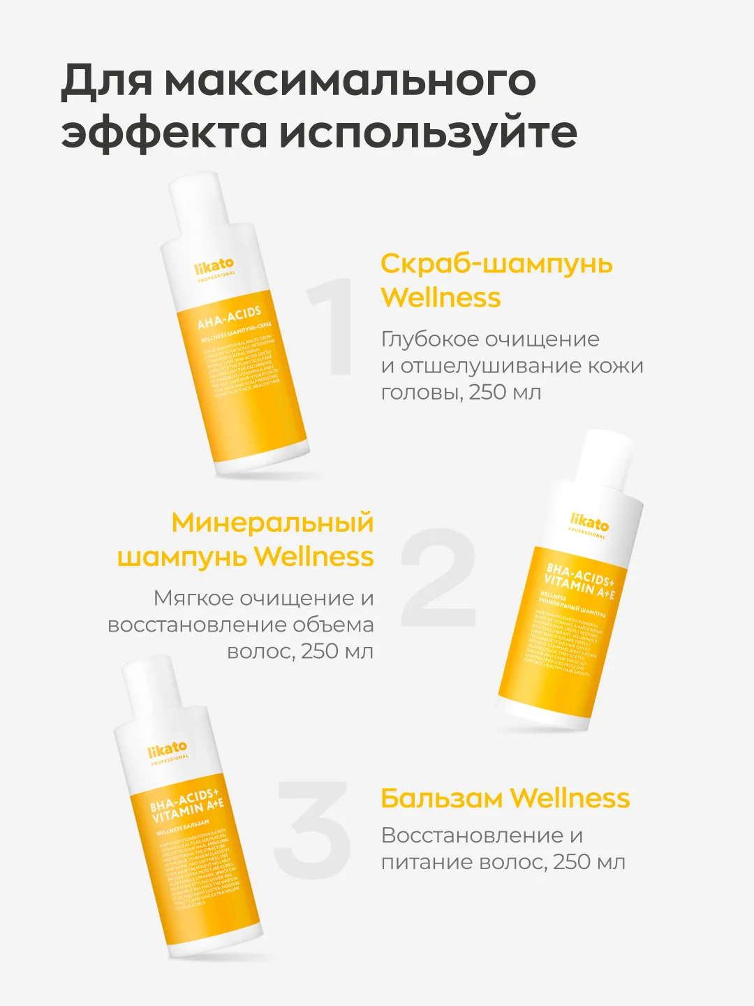 Шампунь-скраб Wellness для жирной кожи головы, Likato professional, 250 мл, 2 штуки