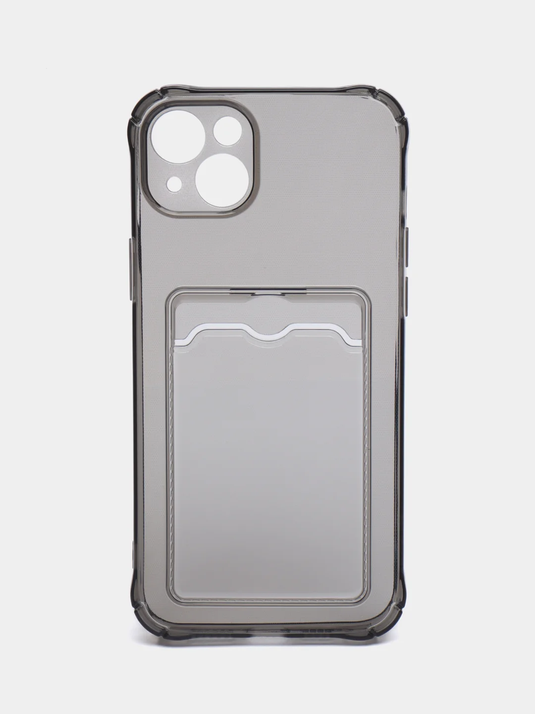 Тёмно-серый чехол iPhone 11, 15 Pro, 14 Max, 13, 12, XR, XS, 6, 7, 8 Plus, SE, с карманом для карт, прозрачный