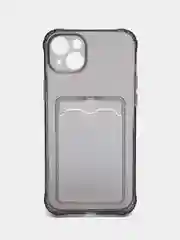 Тёмно-серый чехол iPhone 11, 15 Pro, 14 Max, 13, 12, XR, XS, 6, 7, 8 Plus, SE, с карманом для карт, прозрачный