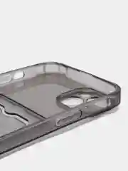 Тёмно-серый чехол iPhone 11, 15 Pro, 14 Max, 13, 12, XR, XS, 6, 7, 8 Plus, SE, с карманом для карт, прозрачный