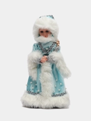 Снегурочка "В голубой шубке с бусинками", двигается, 17 х 40 см