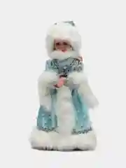 Снегурочка "В голубой шубке с бусинками", двигается, 17 х 40 см