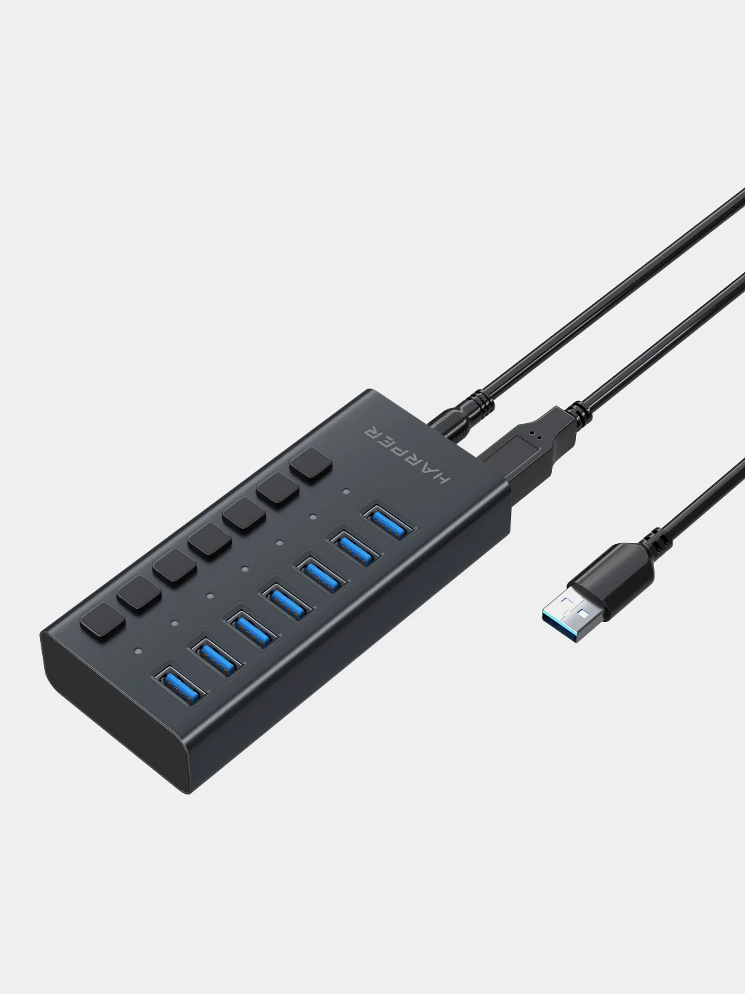 USB-концентратор HARPER HUB-07MB, USB 3.0, Type-A х 7, Black