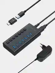 USB-концентратор HARPER HUB-07MB, USB 3.0, Type-A х 7, Black