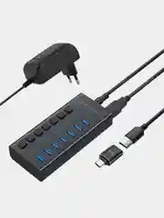 USB-концентратор HARPER HUB-07MB, USB 3.0, Type-A х 7, Black