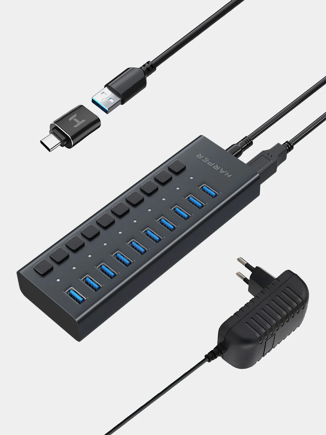 USB-концентратор Harper HUB-10MB, USB 3.0, Type-A х 10