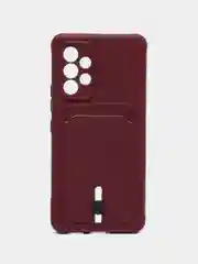 Бордовый чехол Samsung Galaxy A53, Самсунг Галакси А53 силиконовый, с карманом для карты