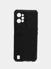 Черный чехол Realme C31 (Реалми С31) силиконовый под карбон