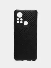 Черный чехол Infinix Hot 11S силиконовый под карбон