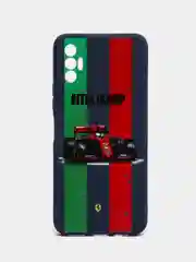 Серебряный чехол силиконовый с принтом и защитой камеры для Tecno Spark 8P