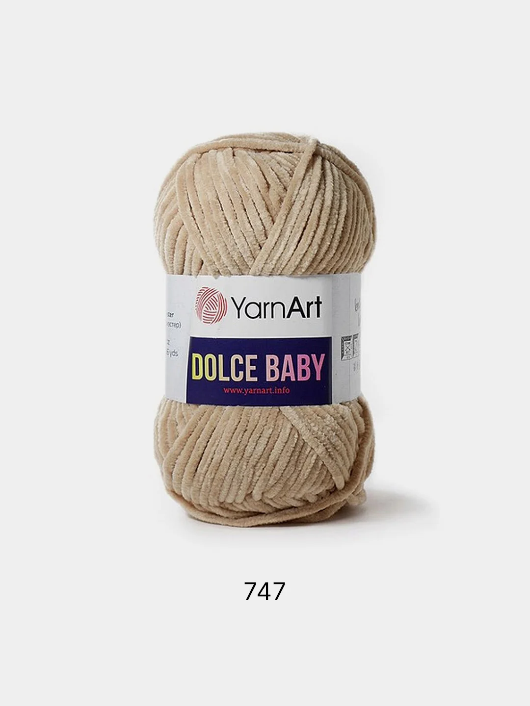 Кремовый пряжа плюшевая YarnArt "Dolce Baby", 100% микрополиэстер, 50 г, 85 м