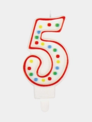 Свеча-цифра для торта "5" ДВУСТОРОННЯЯ с конфетти, 8,5 см, ЗОЛОТАЯ СКАЗКА, держатель