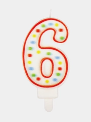 Свеча-цифра для торта "6" двусторонняя с конфетти, 8,5 см, ЗОЛОТАЯ СКАЗКА, держатель