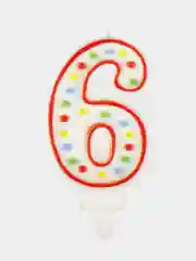 Свеча-цифра для торта "6" двусторонняя с конфетти, 8,5 см, ЗОЛОТАЯ СКАЗКА, держатель