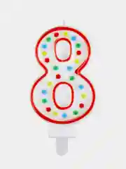 Свеча-цифра для торта "8" двусторонняя с конфетти, 8,5 см, ЗОЛОТАЯ СКАЗКА, держатель
