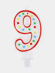 Свеча-цифра для торта "9" двусторонняя с конфетти, 8,5 см, ЗОЛОТАЯ СКАЗКА, держатель