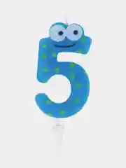 Свеча-цифра для торта "5" "С глазками", 6 см, ЗОЛОТАЯ СКАЗКА, с держателем, в блистере