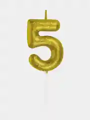 Свеча-цифра для торта "5" золотая с глиттером, 6 см, ЗОЛОТАЯ СКАЗКА, на шпажке, в блистере