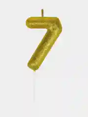 Свеча-цифра для торта "7" золотая с глиттером, 6 см, ЗОЛОТАЯ СКАЗКА, на шпажке, в блистере