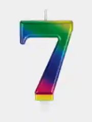Свеча-цифра для торта "7" "Радужная", 9 см, ЗОЛОТАЯ СКАЗКА, с держателем, в блистере