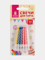 Набор свечей для торта 12 шт., 6 см, с держателями, ЗОЛОТАЯ СКАЗКА, в блистере, 591446