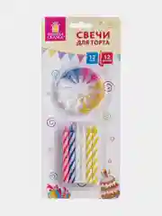 Набор свечей для торта 12 шт., 8 см, с держателями, ЗОЛОТАЯ СКАЗКА, в блистере, 591447