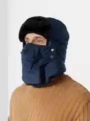 Синий шапка ушанка зимняя, меховая, с маской