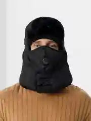 Угольный шапка ушанка зимняя, меховая, с маской