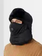Угольный шапка ушанка зимняя, меховая, с маской