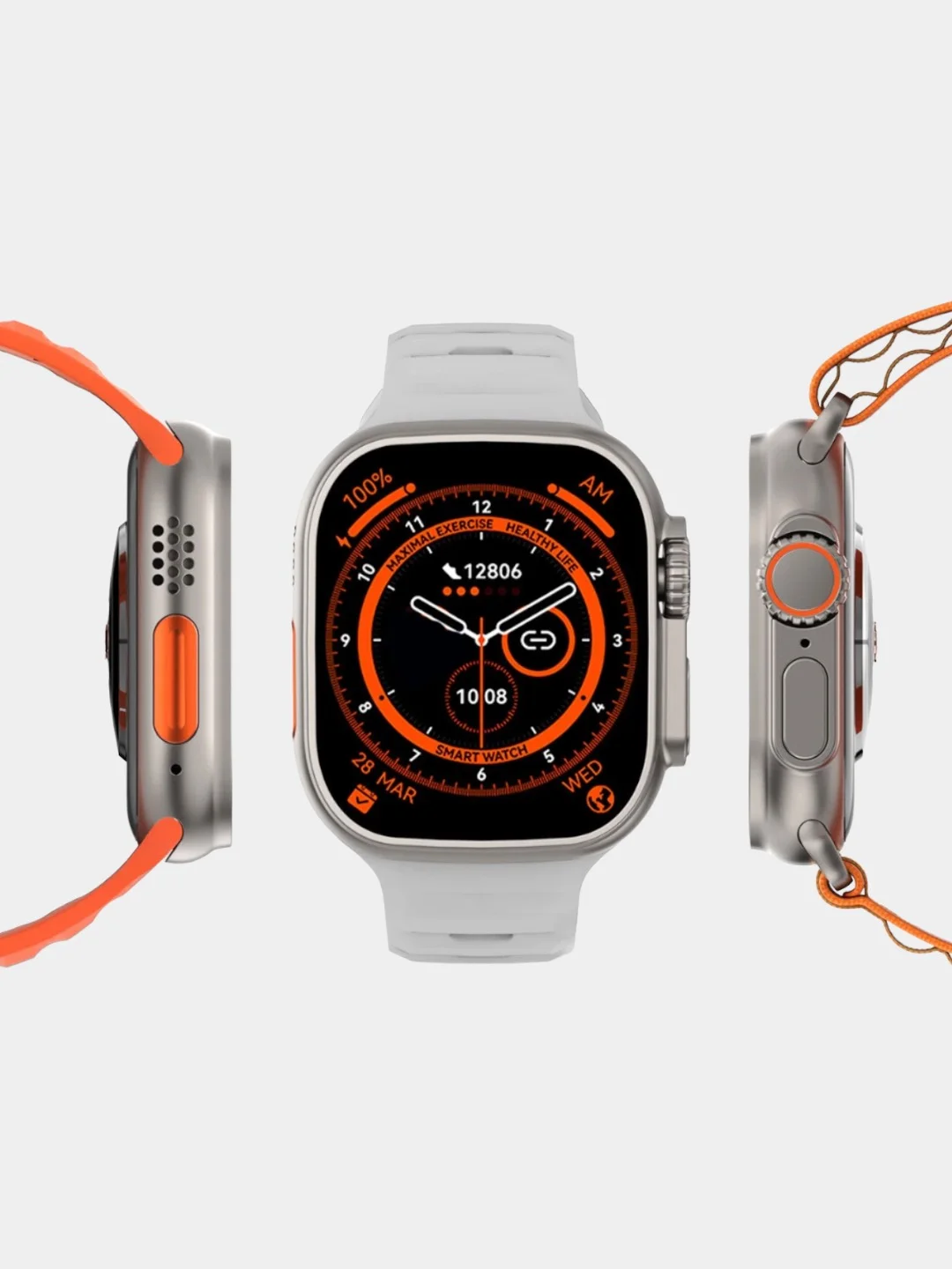 Оранжевый умные смарт фитнес часы W&O X8 + Ultra, 49 мм, смарт часы, smart watch
