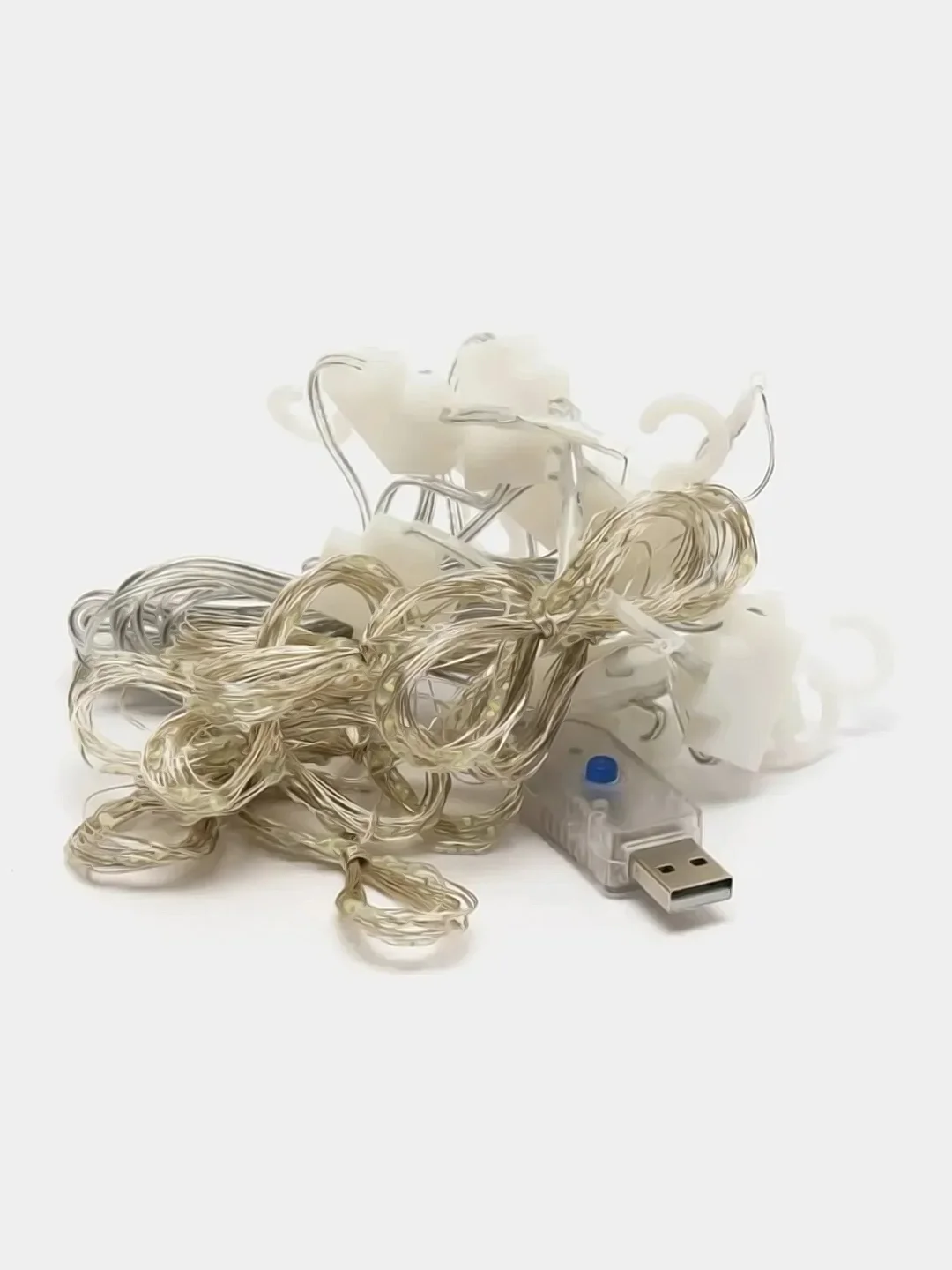 Желтый гирлянда - штора / занавес светодиодная на USB с пультом и крючками 3 х 3 м