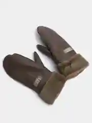 Бежевый варежки женские, кожаные, с мехом