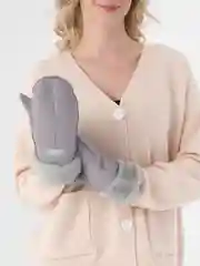 Лавандовый варежки женские, кожаные, с мехом