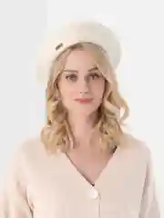 Кремовый берет женский, шерстяной