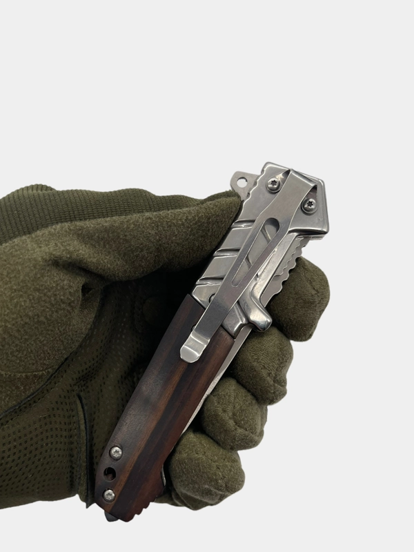 Нож Browning FA56 складной туристический, сталь 420, рукоять накладки сталь, дерево